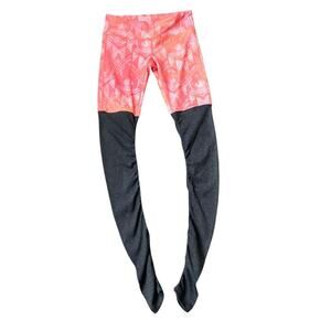 ALO Yoga Goddess Leggings Small Ribbed Pocket Orange Gray 33 Inseam